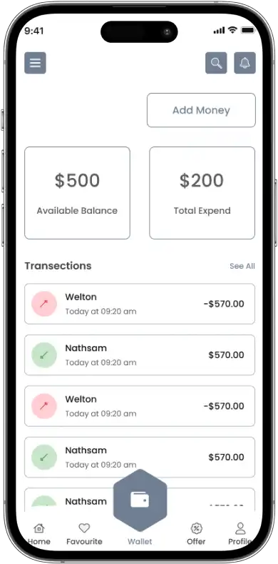 Driver wallet screen — balance and transactions - App Like Uber