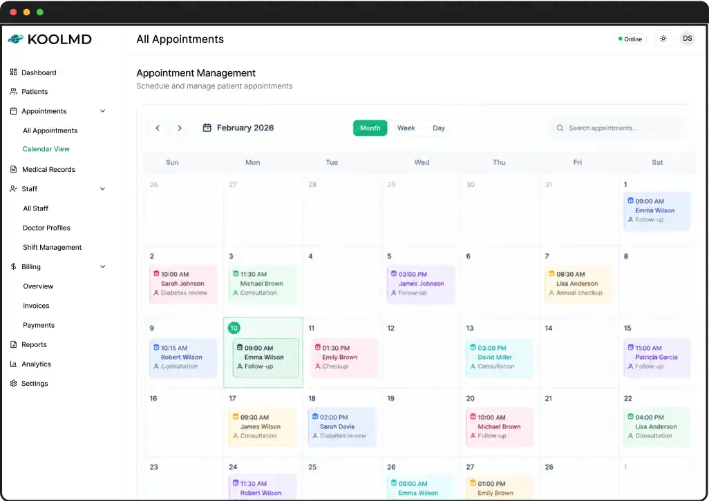 All appointments list