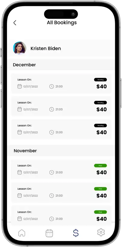 All Bookings Screen