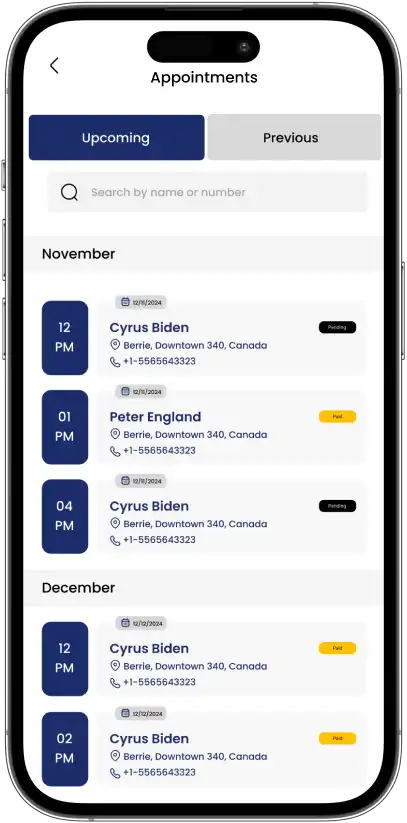 Appointments Screen