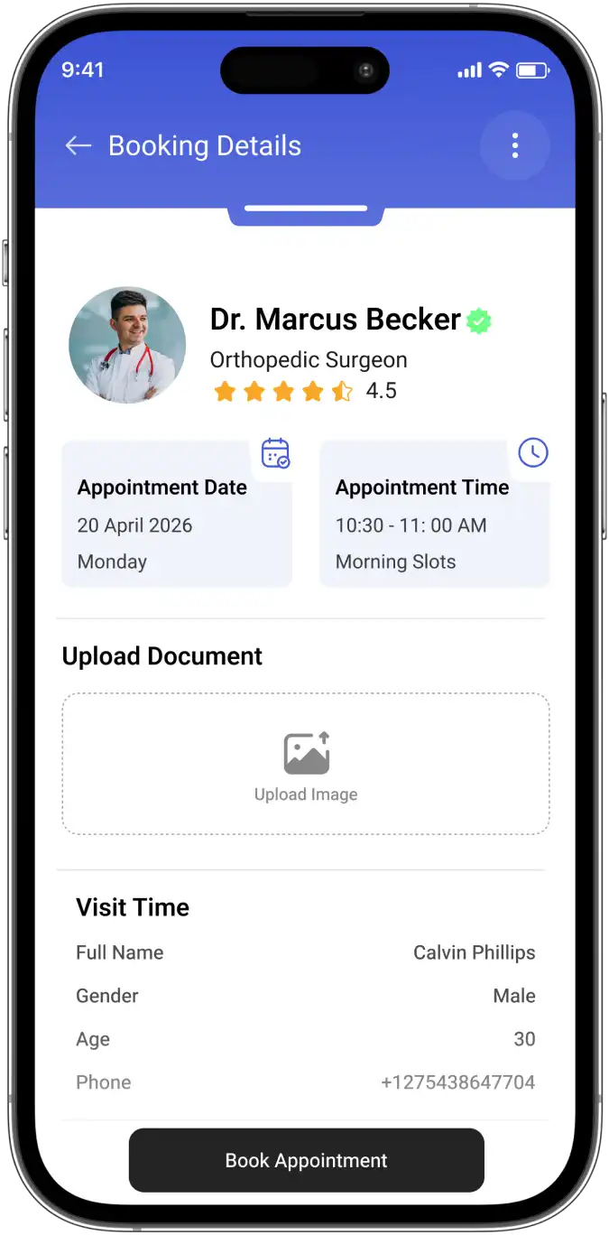 Appointment booking details screen