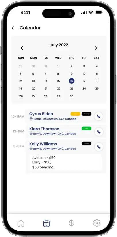 Lesson Calendar Screen