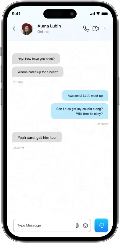 CoreX Messenger private chat screen
