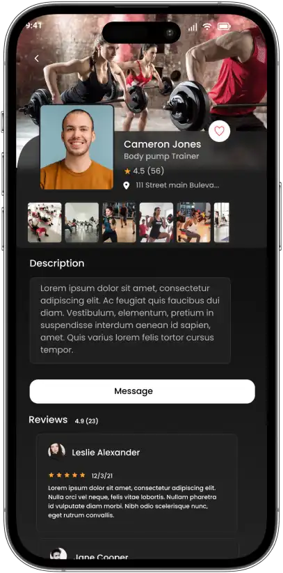 Coach profile and rating screen
