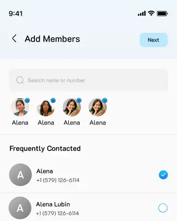 CoreX Messenger group communication screen