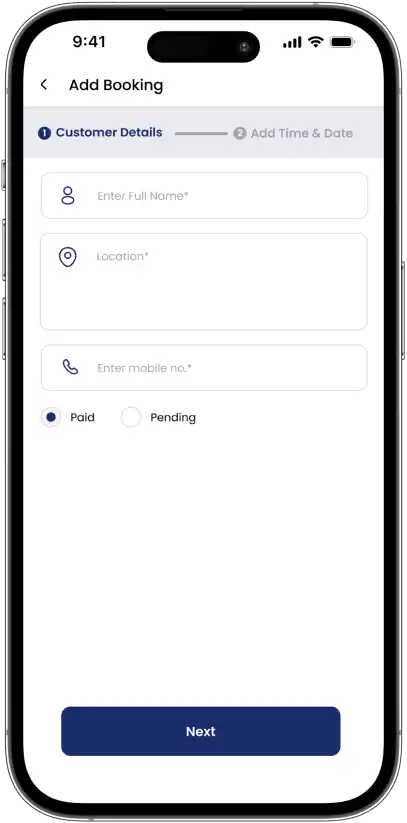 Ziba Driver customer details screen