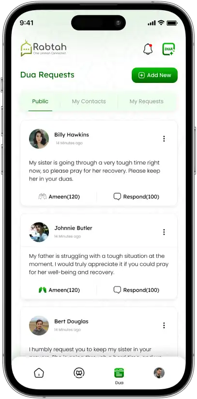 Dua in Custom Islamic Community Chat App