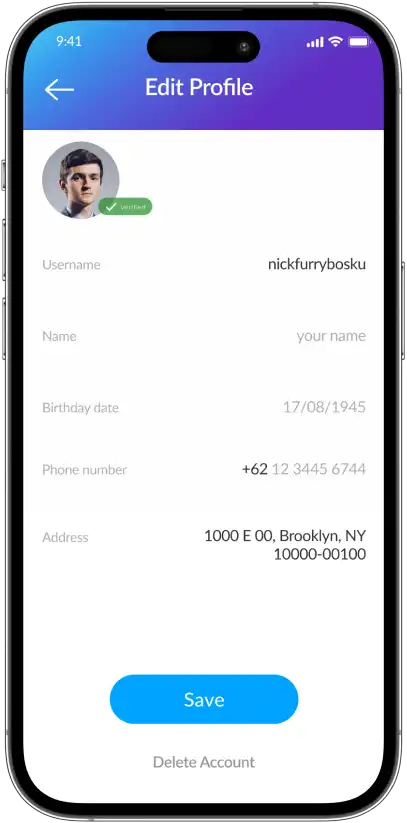 edit profile screen