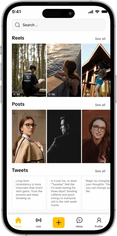 Pudym content explore screen