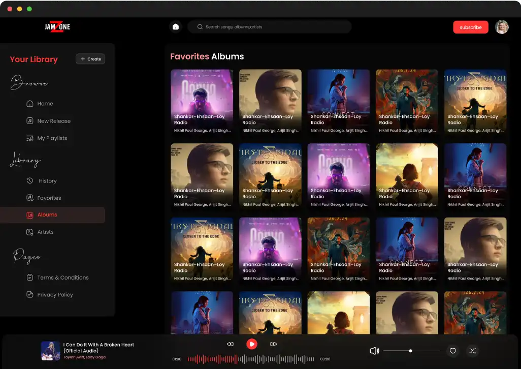 Favorite Albums - music streaming website