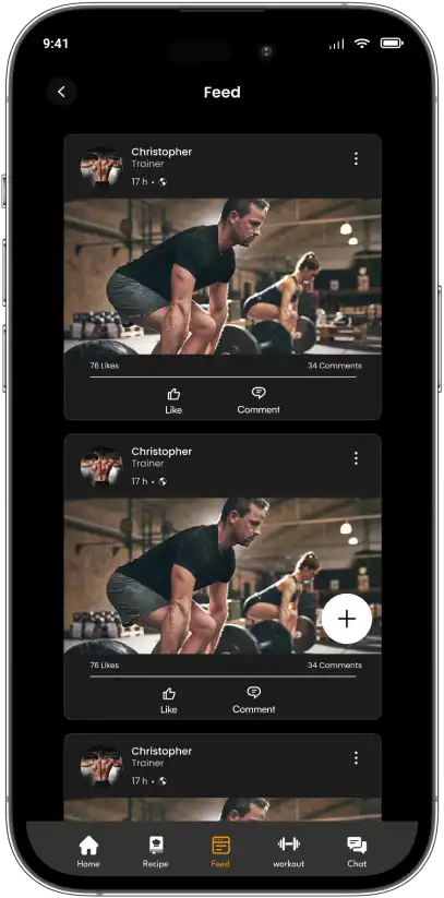 Trainer social feed screen