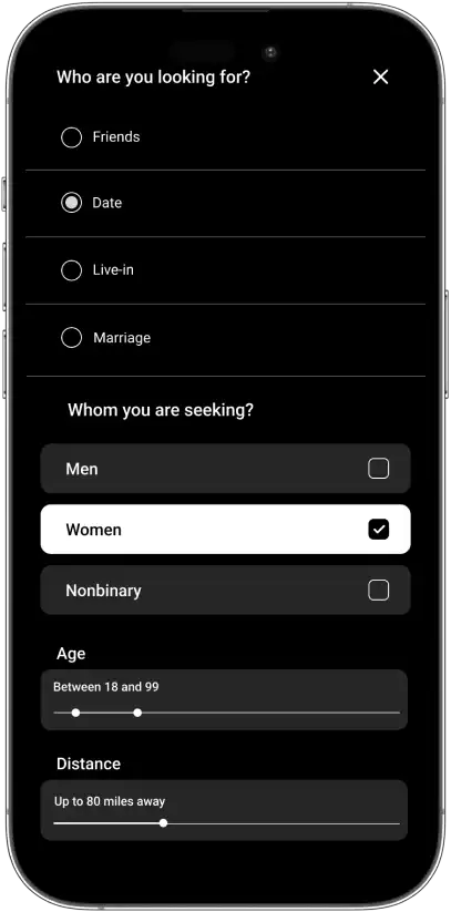 Discovery search filters screen