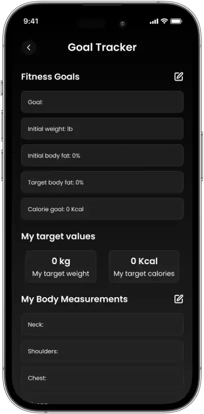 Goal tracker screen