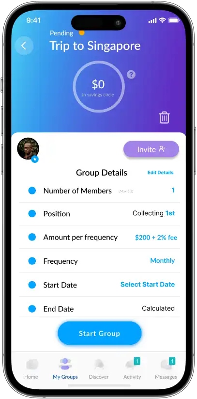 group admin details screen