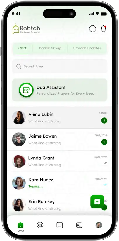 Custom Islamic community chat app homepage