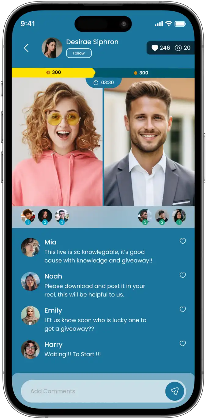 Live Streaming App UI with Creator Battle, Gifts & Real-Time Engagement