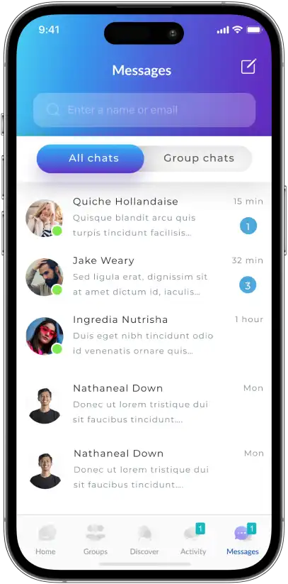 group chat messages screen