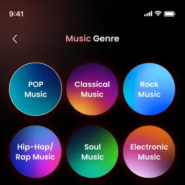 janzone music genre selection screen