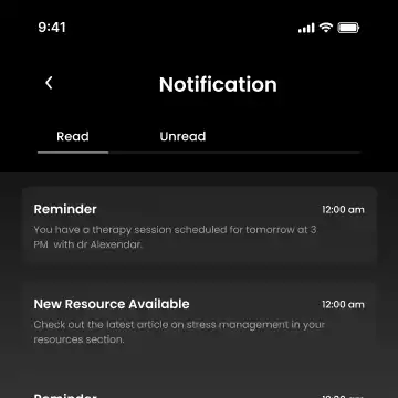 Fitness app notification screen
