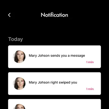 dating app notifications screen