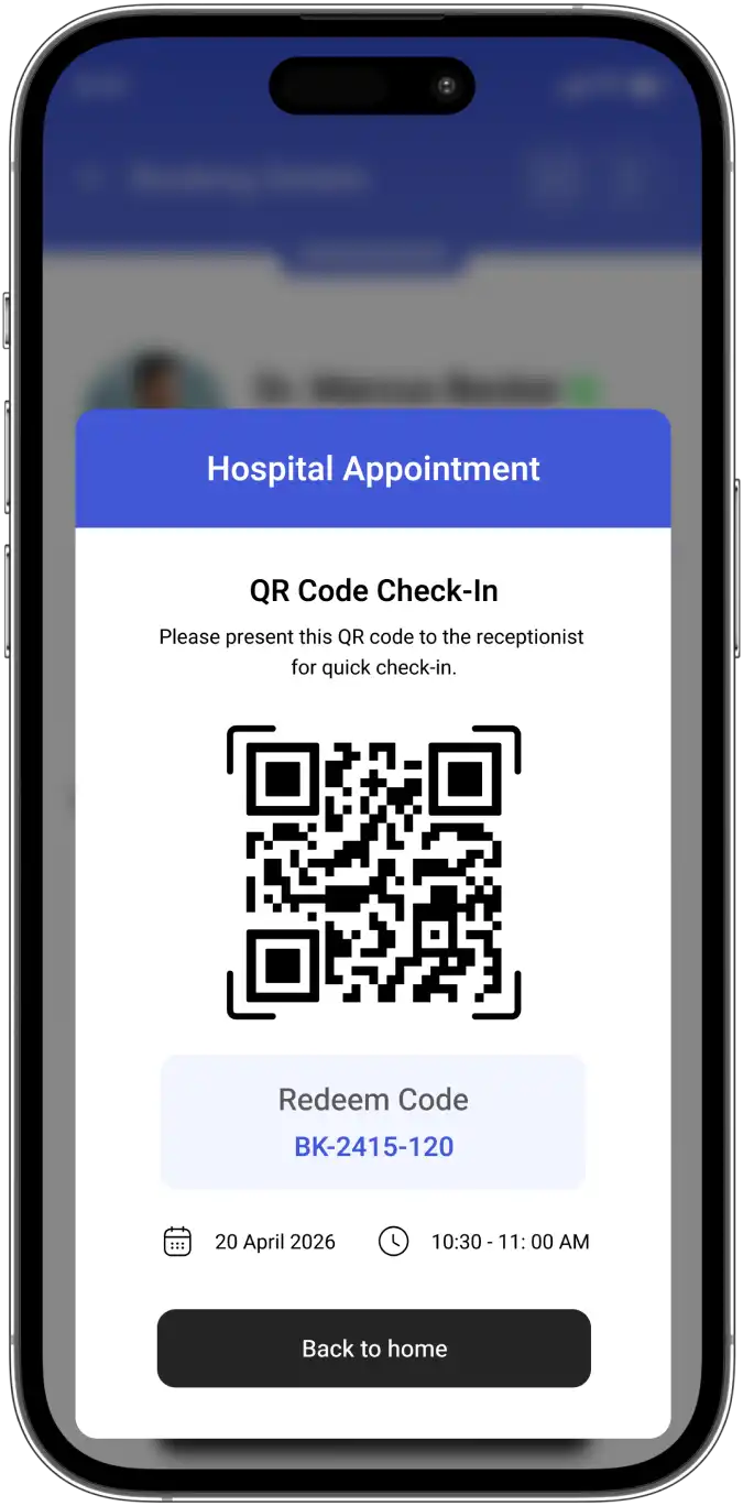 Hospital QR check-in screen
