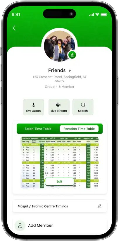 Prayer & Masjid Timing in Custom Islamic Community Chat App