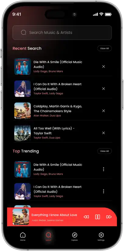 JanZone Music search screen
