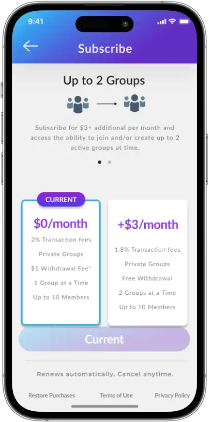subscription plans screen