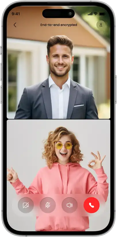 One-to-one video call screen