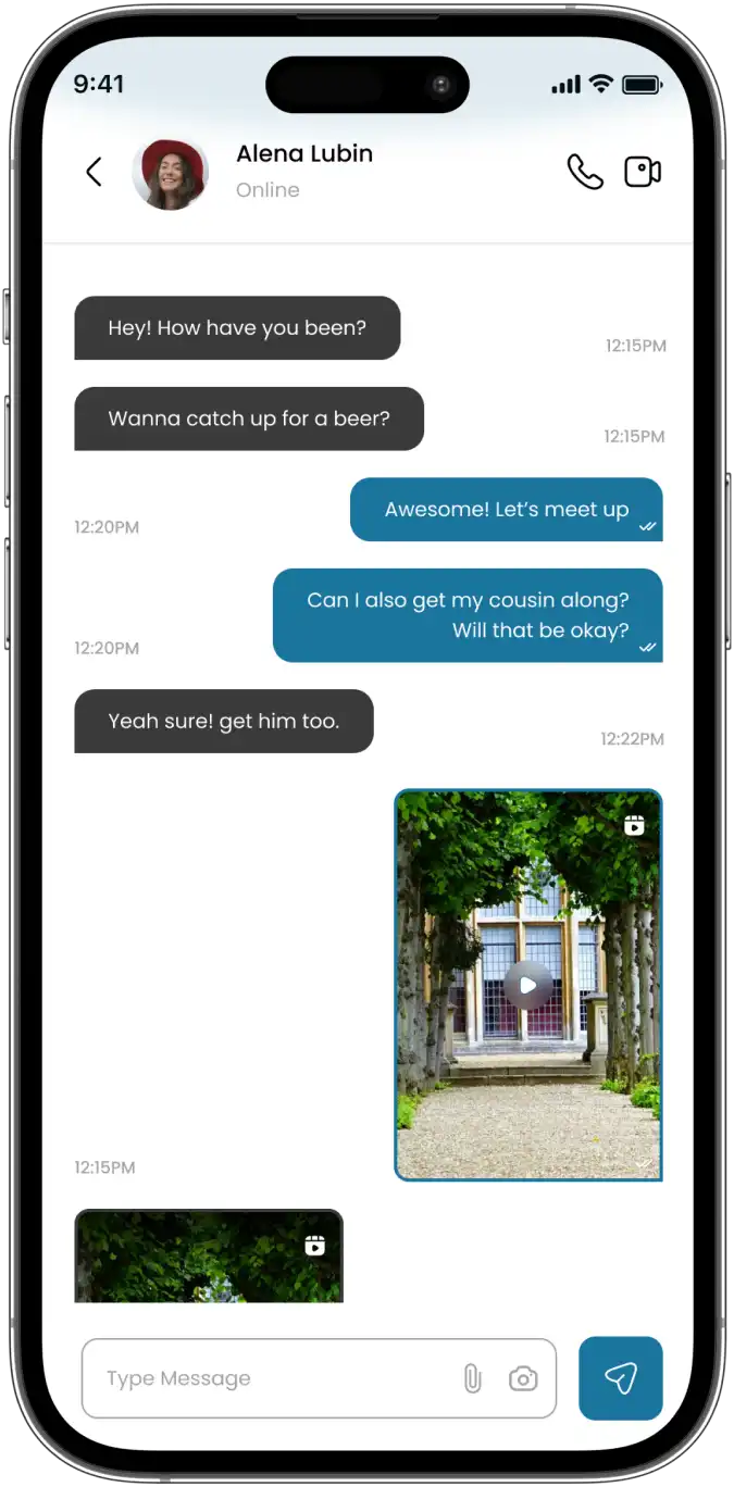 Video Calling App UI with Real-Time Chat, Media Sharing & Messaging