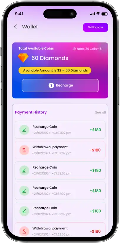 BubiTalk wallet screen