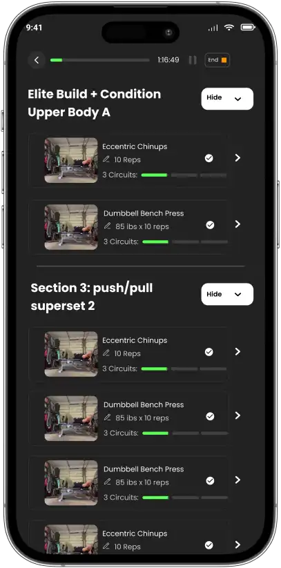 Guided workout session screen