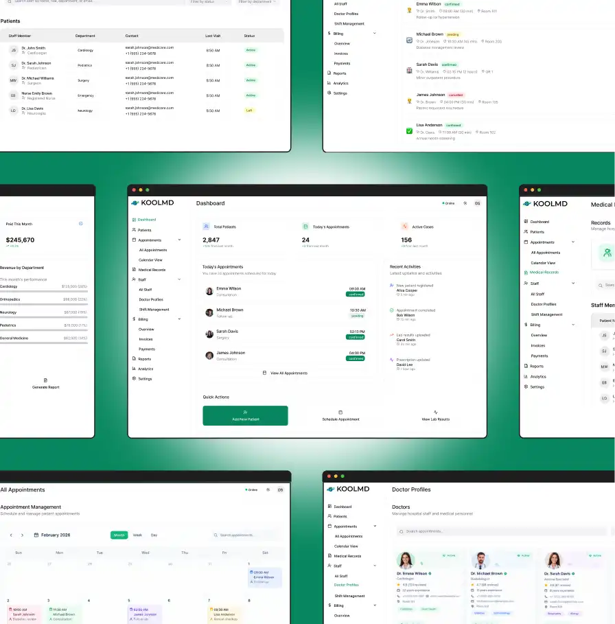 KoolMD EMR and telemedicine platform dashboard